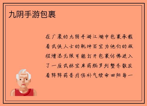 九阴手游包裹