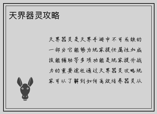 天界器灵攻略